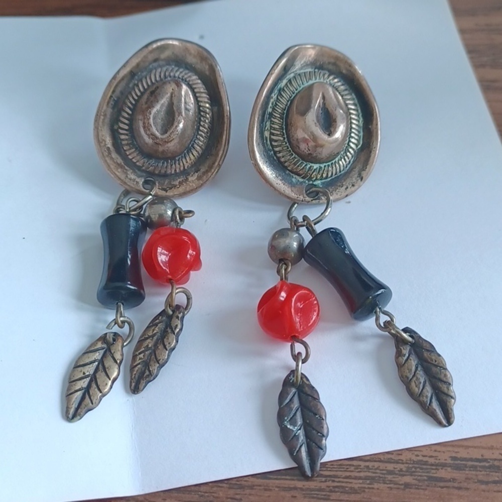 Southwestern Cowboy metal and bead earrings!